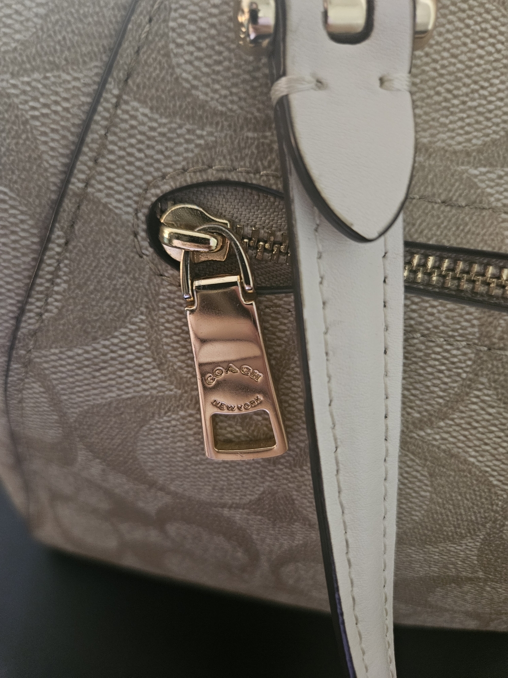 Coach Beige/Chalk Signature Tote with Gold Hardware - Picture 12 of 16